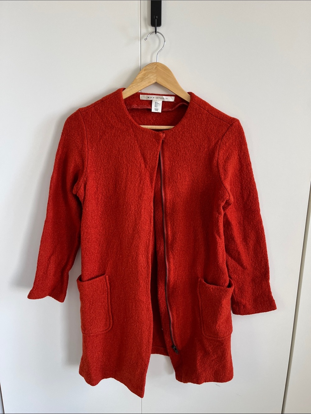 Max Studio Orange/Red Textured Coat